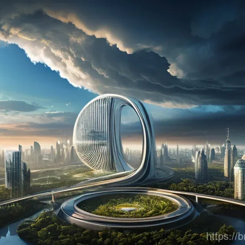 기후 엔지니어링의 정책 수립과 윤리적 고려사항 - **Prompt:** "A panoramic, epic landscape depicting a near-future Earth grappling with climate challe...