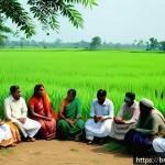Home 20 기후 엔지니어링의 국제 협약과 윤리적 기준 - A detailed, realistic scene showing a diverse group of Bengali villagers gathered in a rural setting...