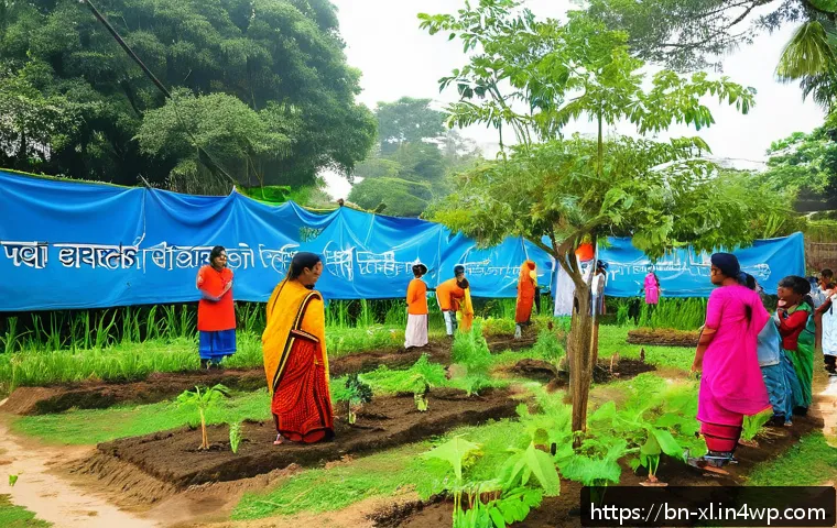 기후 변화 완화와 윤리적 딜레마 - A vibrant community tree-planting event in a Bengali neighborhood, showing diverse people of all age...